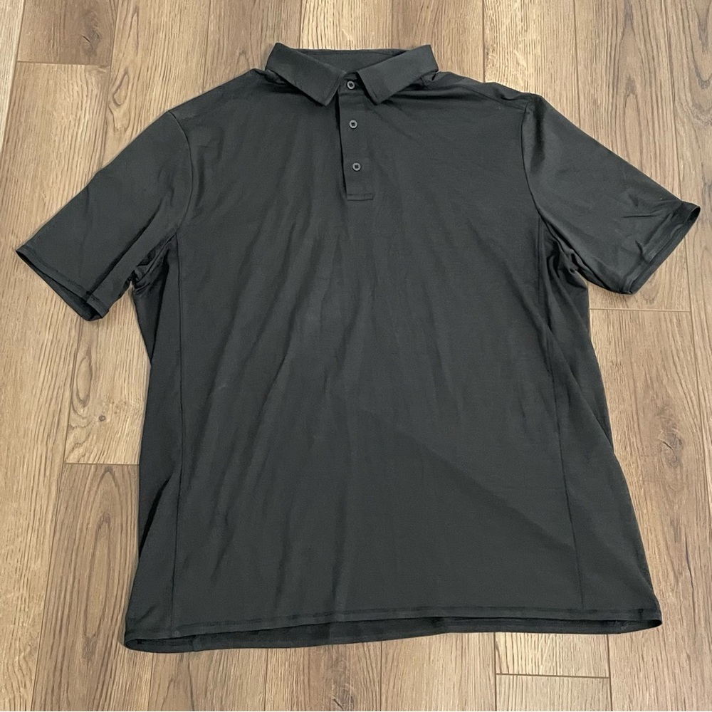 Quince Black Polo Shirt Collard‎ Short Sleeve Camp Mens XL